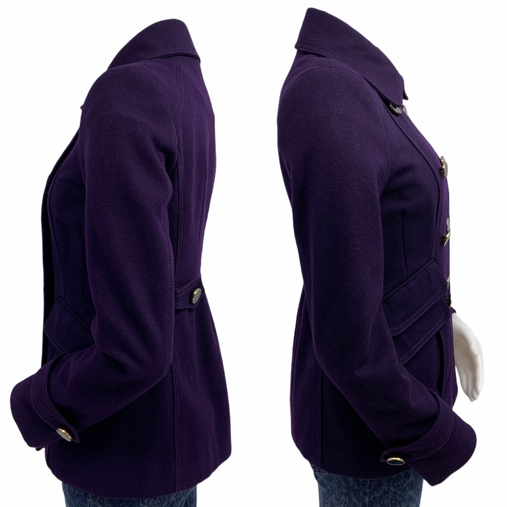 Wool Blend Purple Pea Coat- double breasted - Picture 3 of 14